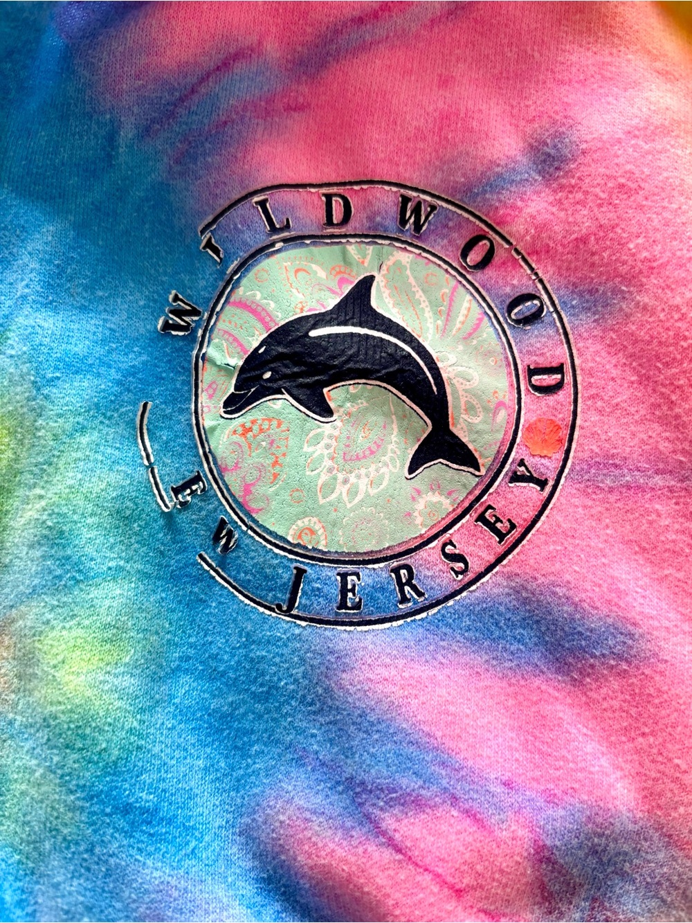 Wildwood, NJ Tie-Dye Zip Hoodie - Multi Color Kids Zip-Up Sweatshirt XL - Picture 3 of 6